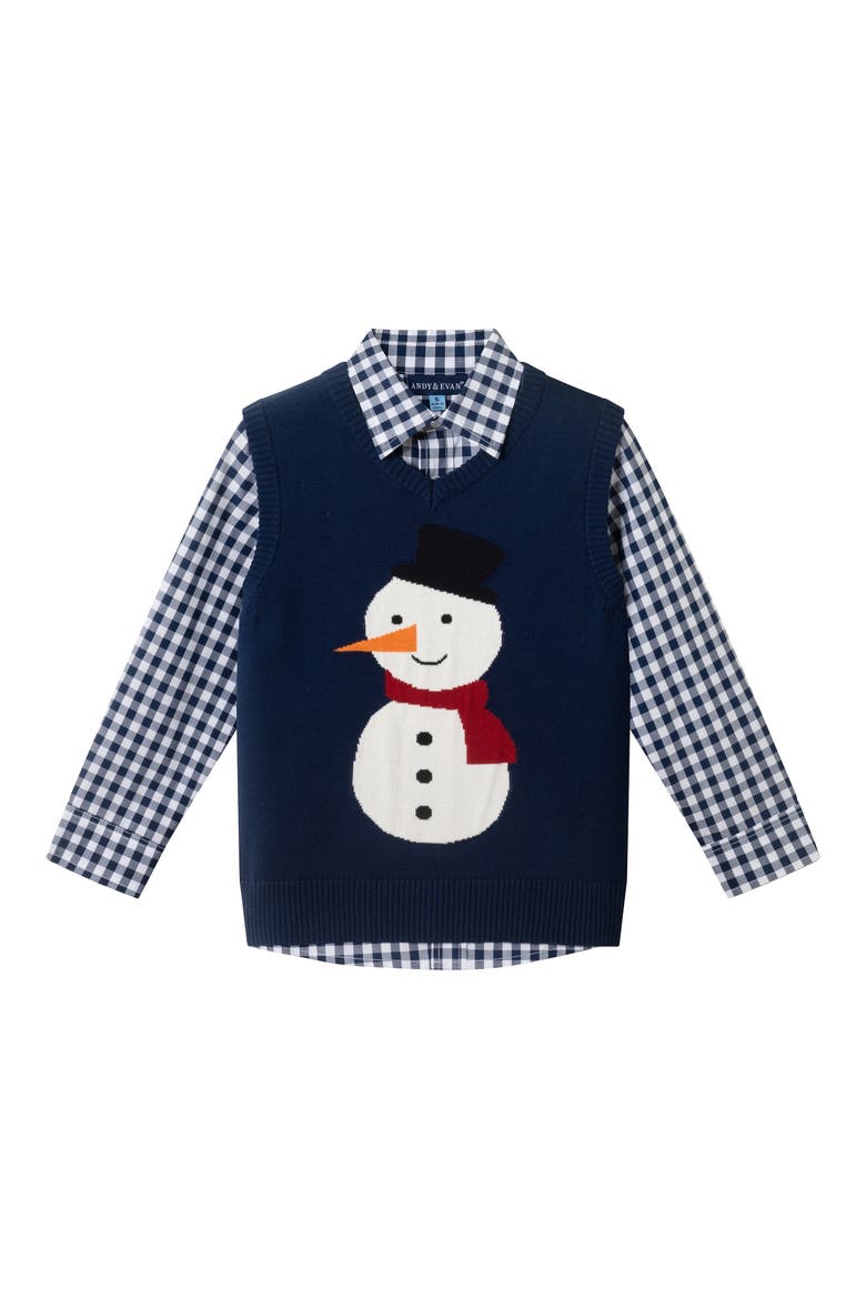 Kids' Sweater Vest, Button-Up Shirt & Pull-On Pants Set, Alternate, color, NAVY