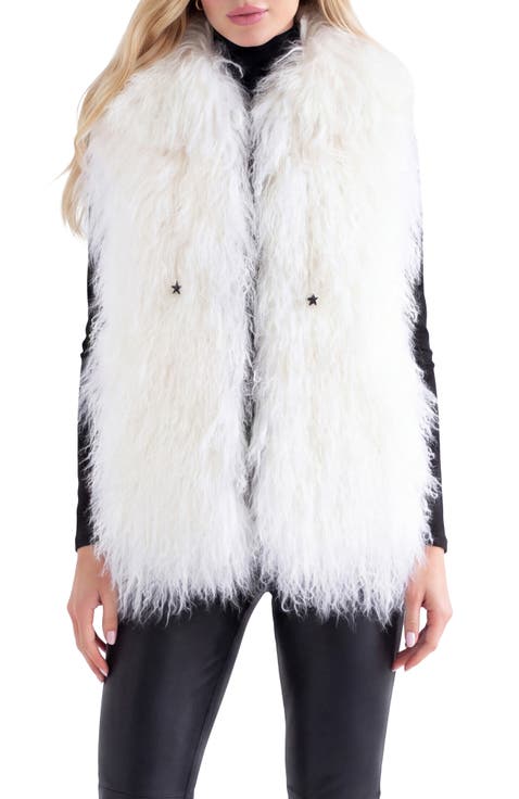 Reversible Genuine Shearling Vest With Wool And Cashmere Blend Back