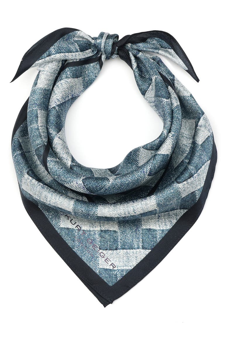 Kurt Geiger London Denim Print Silk Bandana, Main, color,