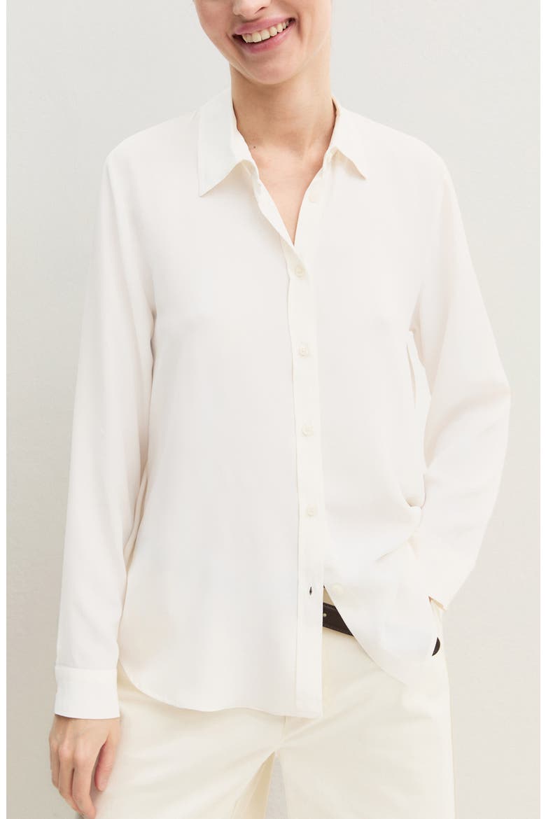 Silk Blend Long Sleeve Shirt, Main, color, WOOL WHITE