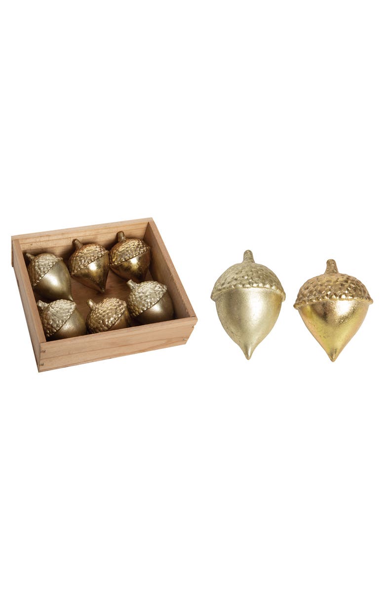 Transpac Gold Harvest Resin Acorn Figurines Set of 6 Decorative Objects, Main, color, Metallic Gold