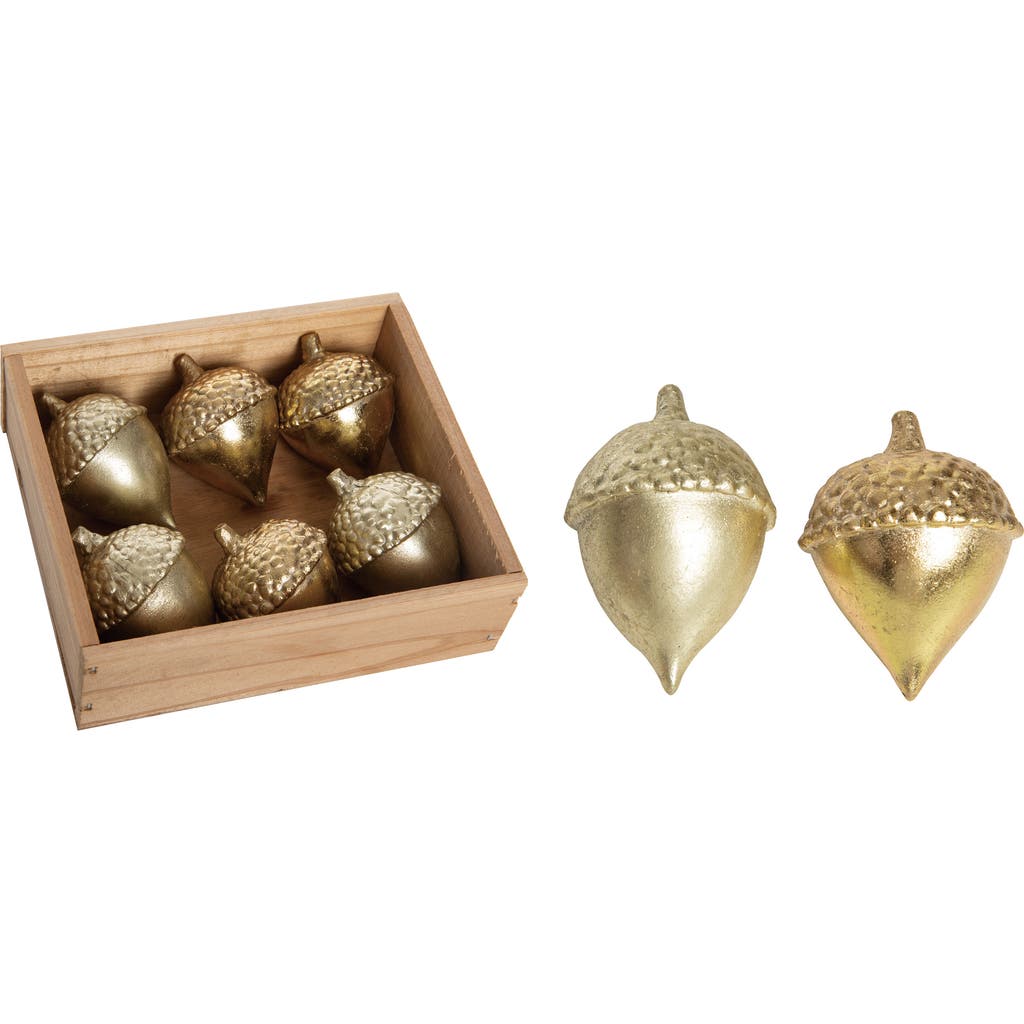 Transpac Gold Harvest Resin Acorn Figurines Set Of 6 Decorative Objects
