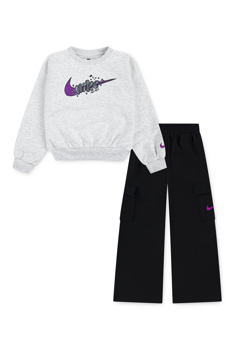 Kids' Essentials Sweatshirt & Cargo Pants Set, Main, color, BLACK