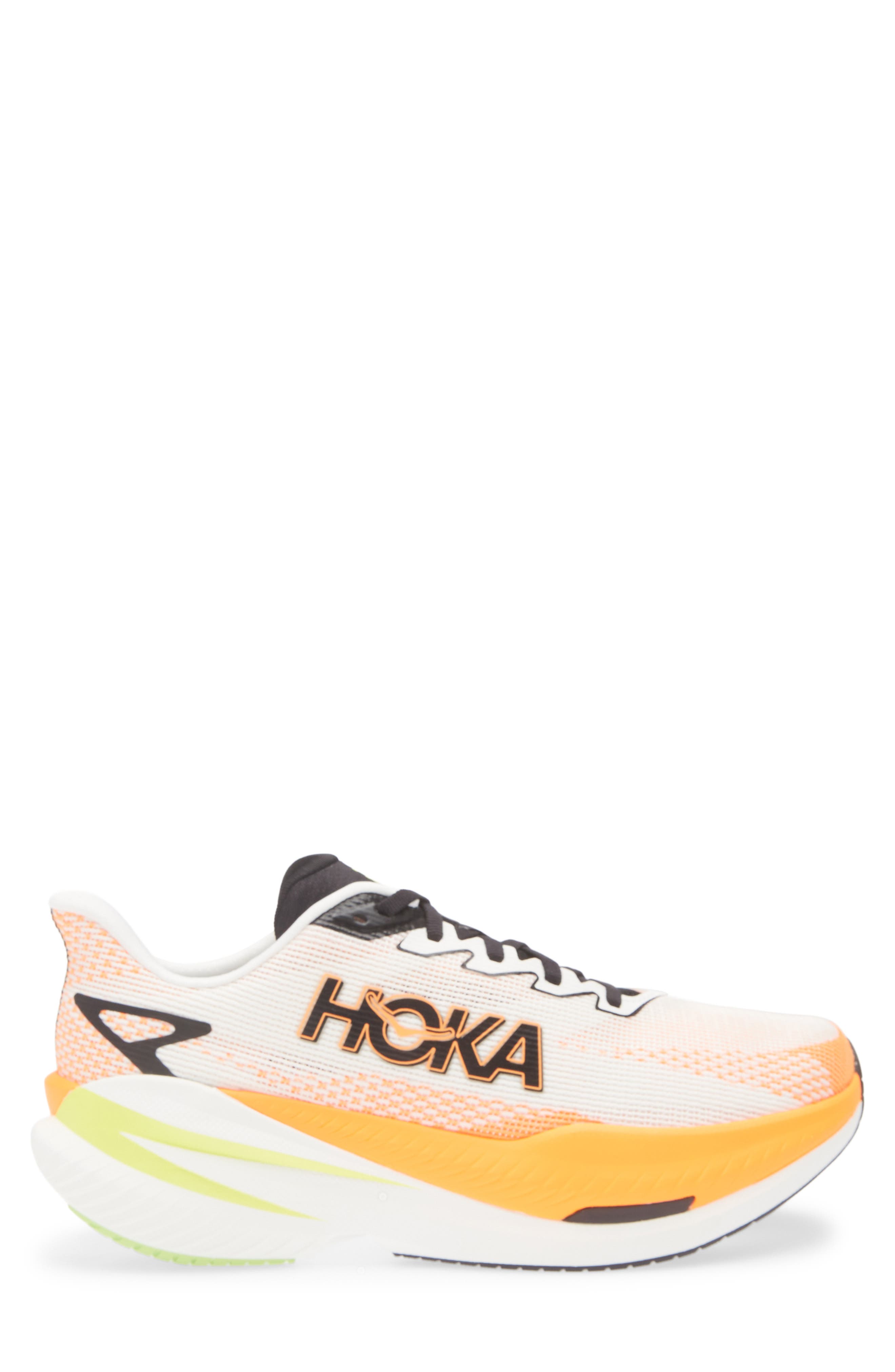 HOKA Mach X 3 Running Shoe, Alternate, color, White / Neon Tangerine