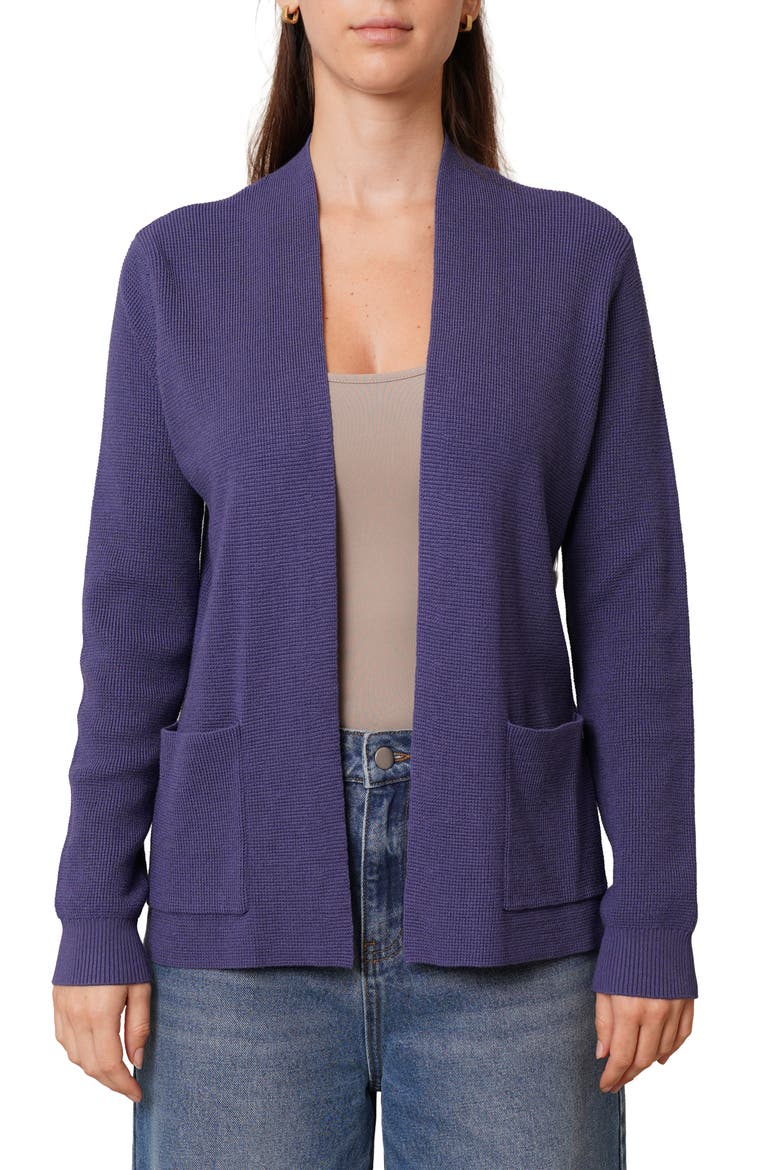 Open Front Waffle Cardigan, Main, color, SKIPPER BLUE