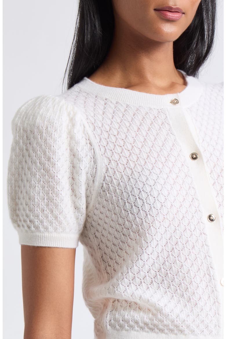 Sabine Puff Sleeve Cashmere Blend Cardigan, Alternate, color, SOFT WHITE