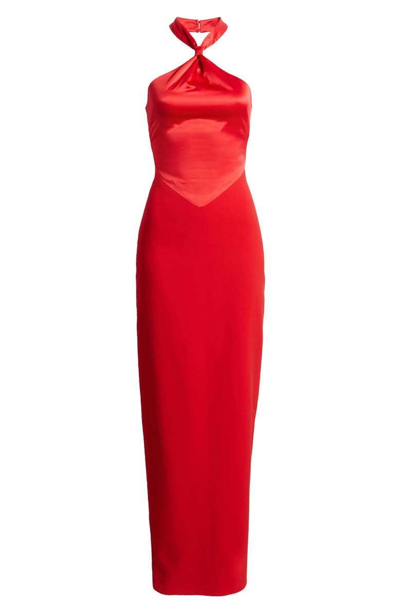 LIKELY Francesca Satin & Stretch Crepe Gown, Alternate, color, Scarlet