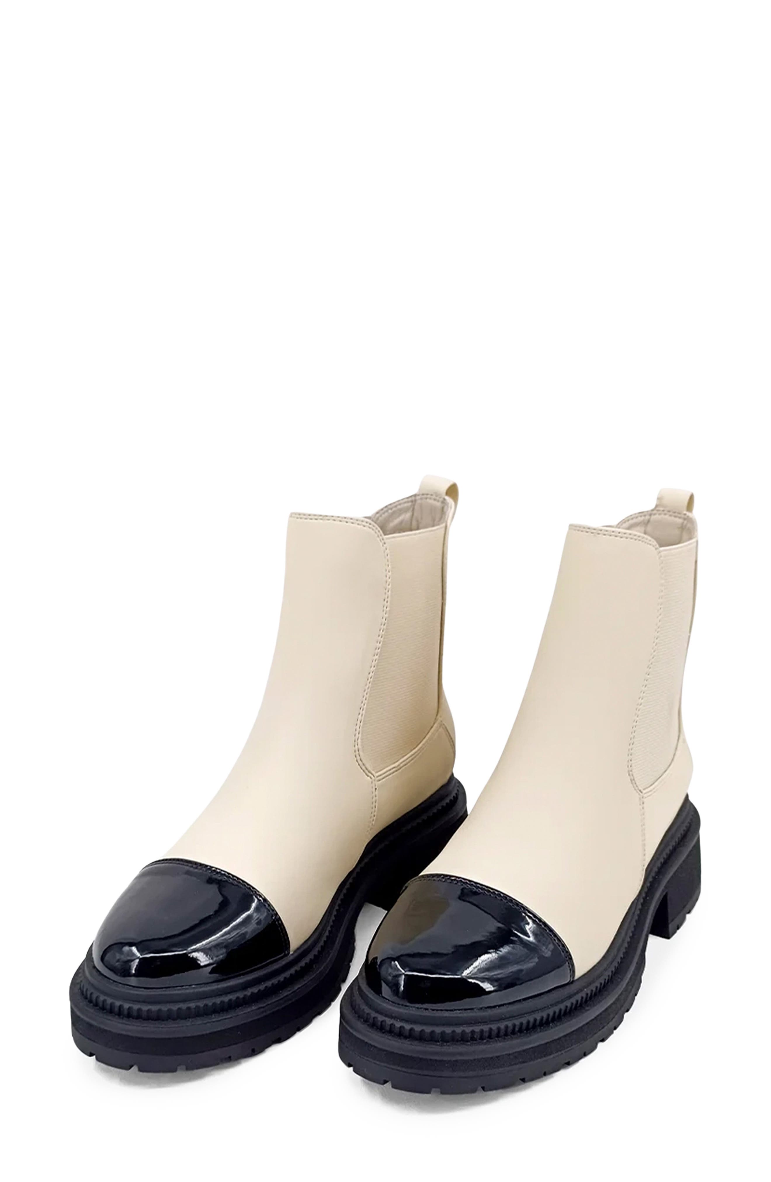 SHUSHOP Zeina Lug Sole Chelsea Boot, Alternate, color, Bone