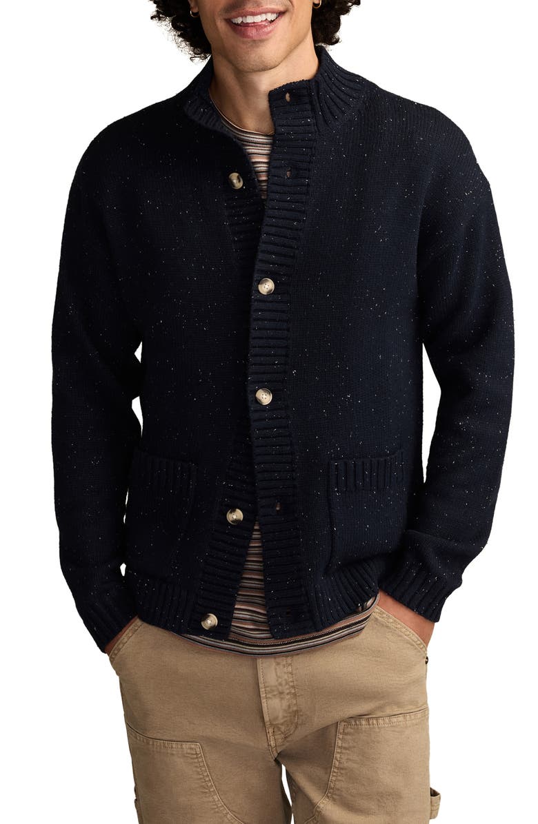 Lucky Brand Nep Mock Neck Cardigan, Main, color, Naval Academy