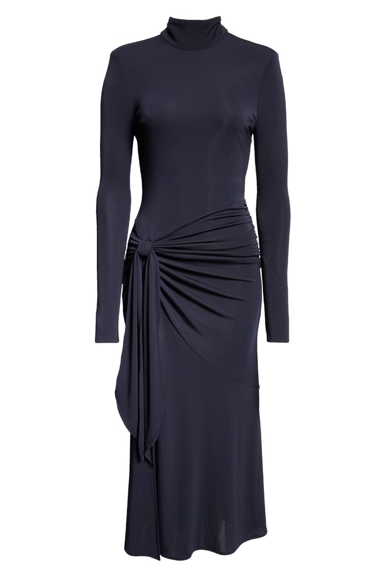 Johnson Side Ruched Long Sleeve Jersey Dress, Alternate, color, NAVY