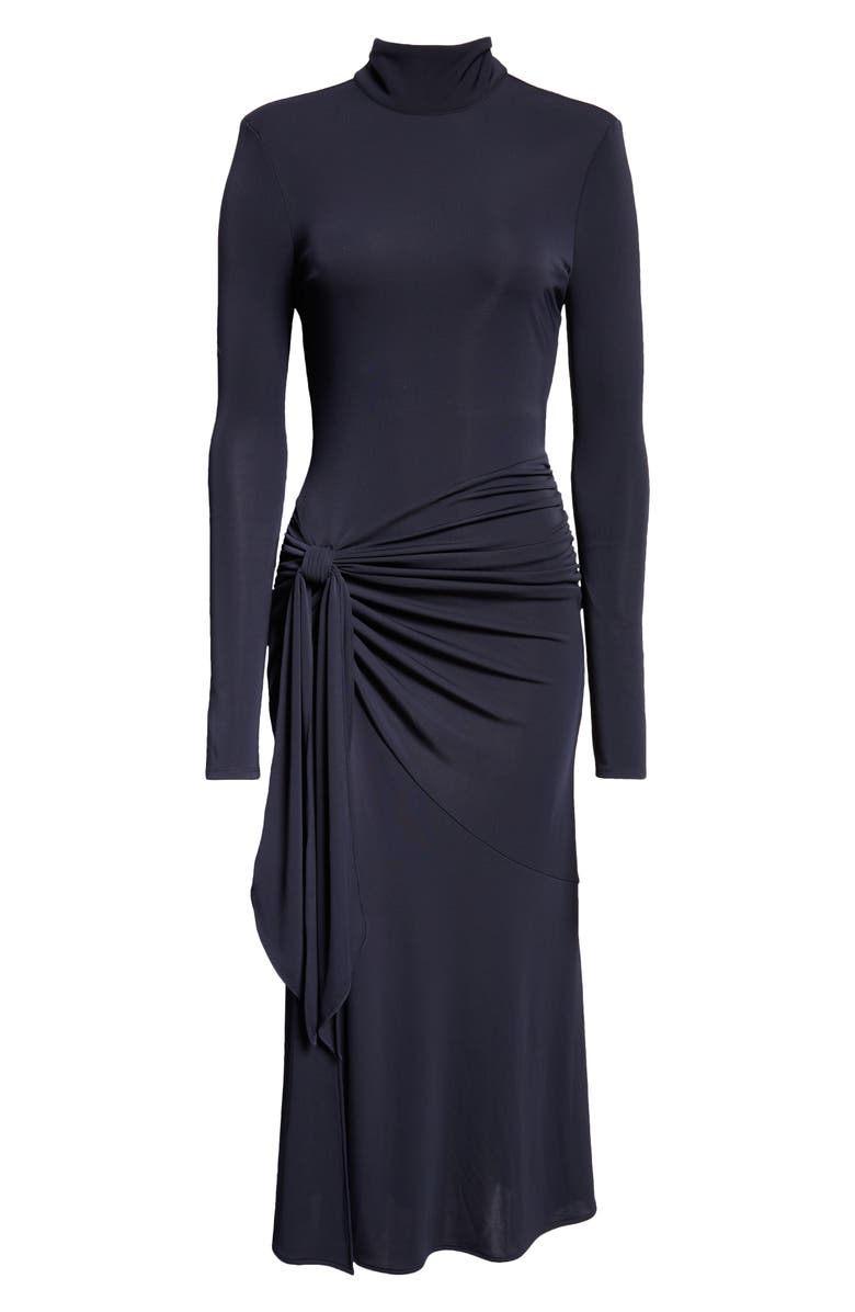 Cinq à Sept Johnson Side Ruched Long Sleeve Jersey Dress, Alternate, color, Navy