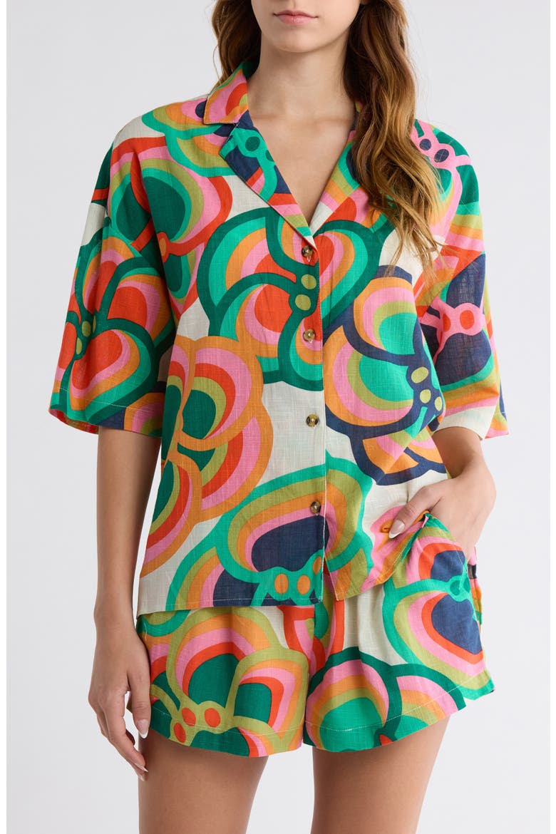 x Mami Wata Beachside Cover-Up Camp Shirt, Alternate, color, MULTI