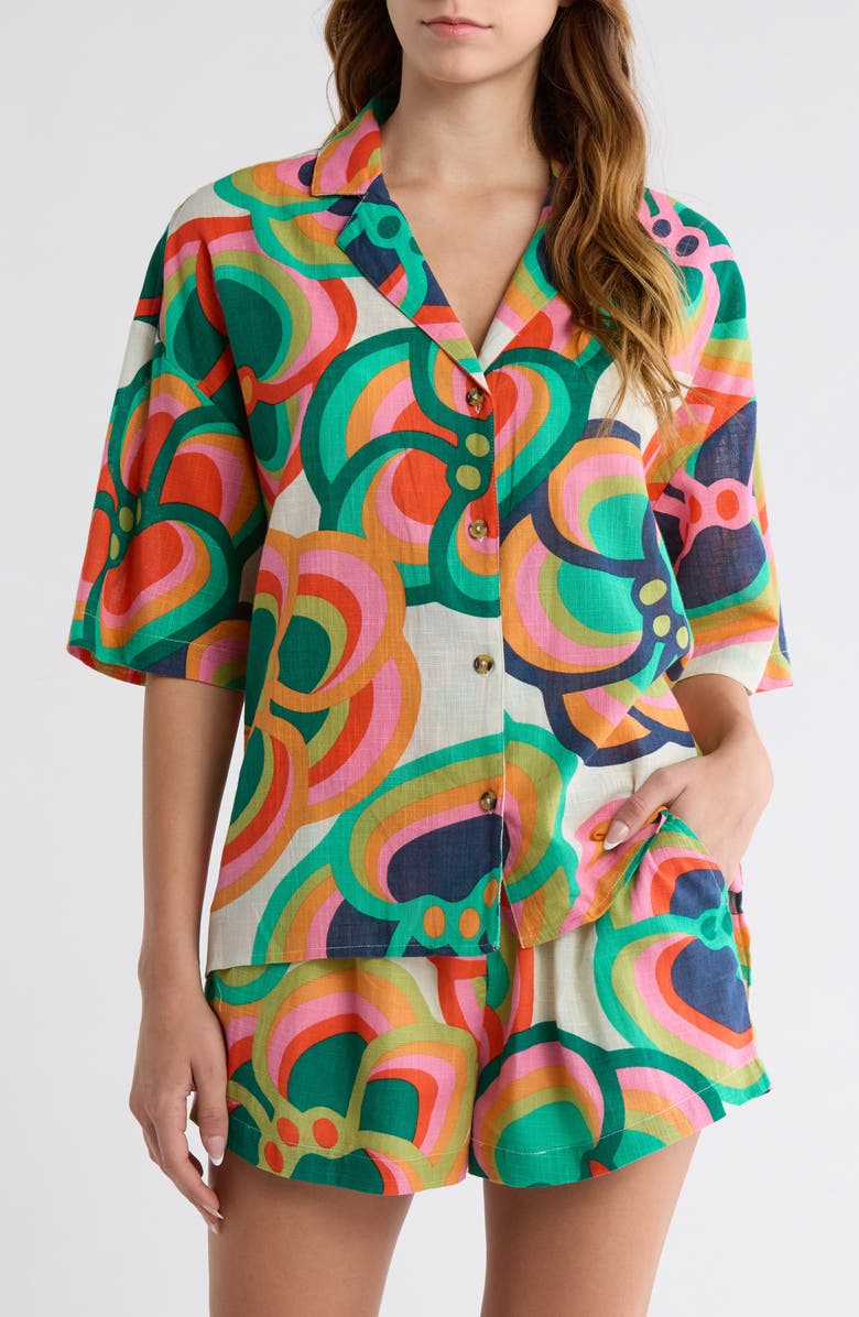 Billabong x Mami Wata Beachside Cover-Up Camp Shirt, Alternate, color,