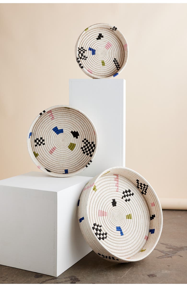 kanju Interiors Mosaic Woven Nesting Tray, Main, color, Natural