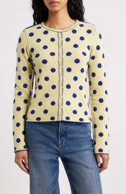 Damson Madder Tabitha Polka Dot Reversible Merino Wool Cardigan