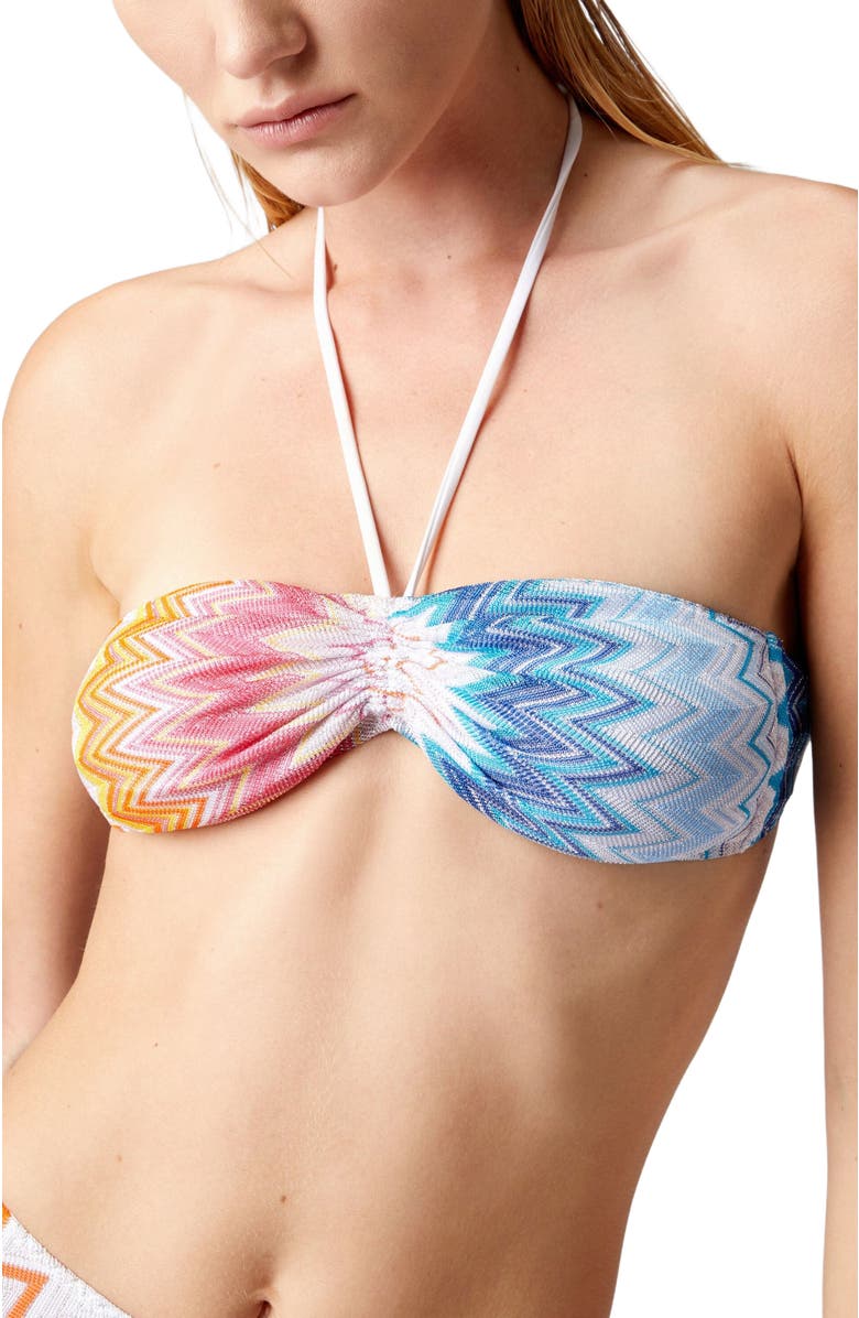 Missoni Bandeau Bikini In Zig Zag Lamé Viscose Blend, Alternate, color, Multicoloured