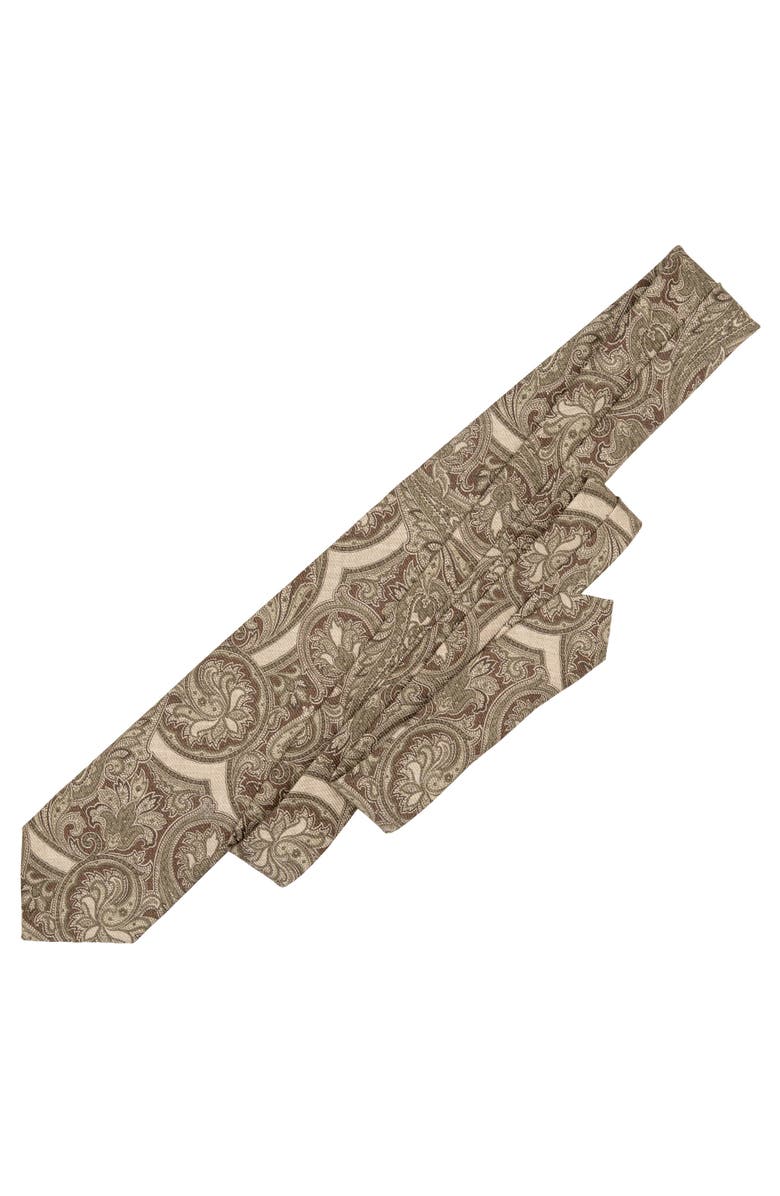 Elizabetta San Marco - Extra Long Printed Silk Tie for Men, Alternate, color, Dusty Sage