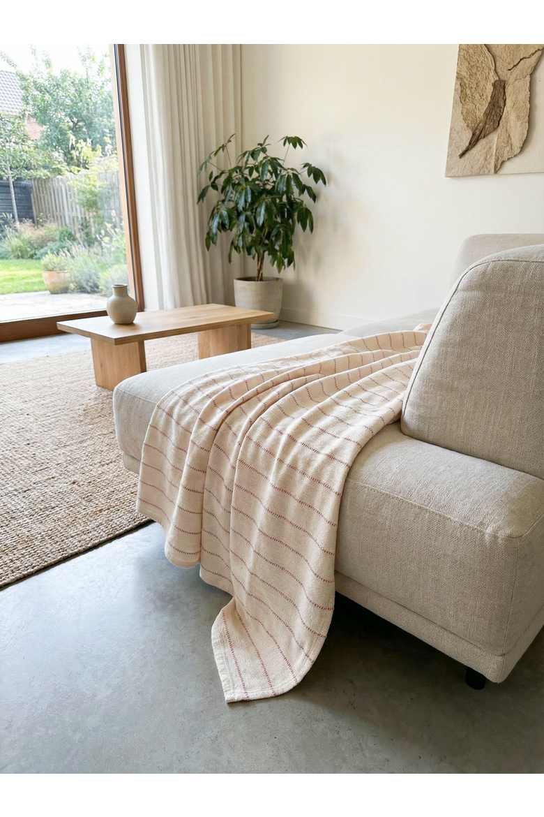 Smooth Cotton Bed Blanket with Stripes, Alternate, color, Ivory / Copper Stripe
