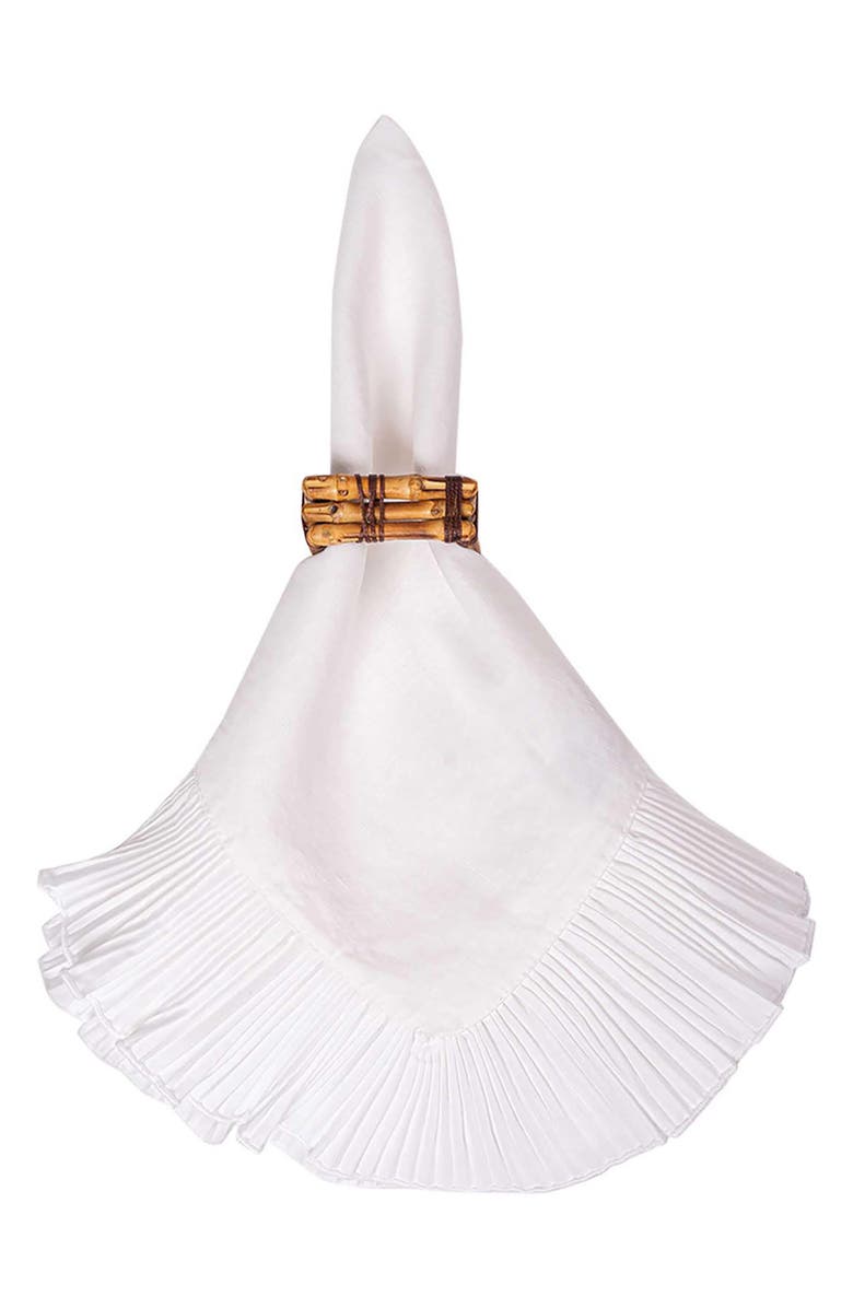 Juliska Mademoiselle Set of 4 Cotton & Linen Napkins, Alternate, color, White Truffle