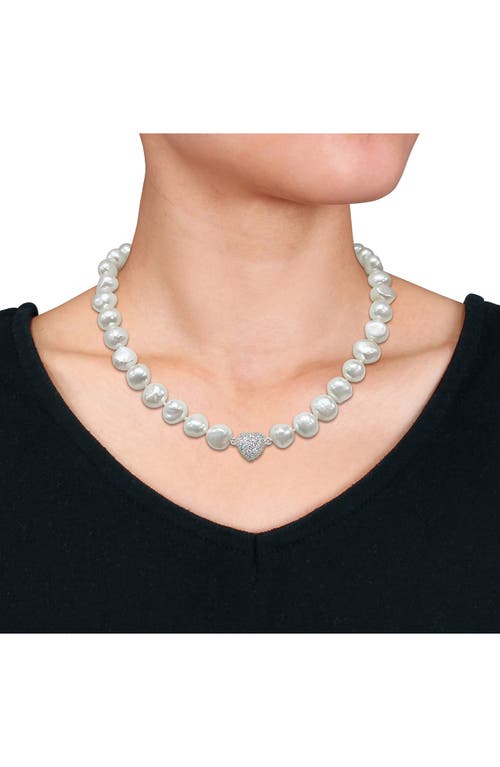 Delmar Cubic Zirconia & Cultured Pearl Necklace & Stud Earrings Set