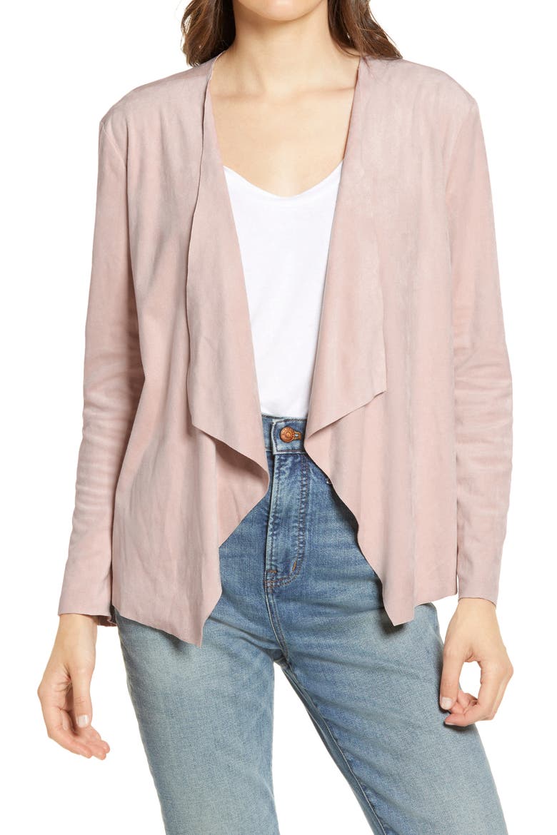 BB Dakota Drape Front Faux Suede Jacket, Main, color, PARCHMENT