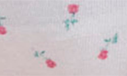 Skims Lightweight Cotton Lace Trim Thong In Snow Rose Print