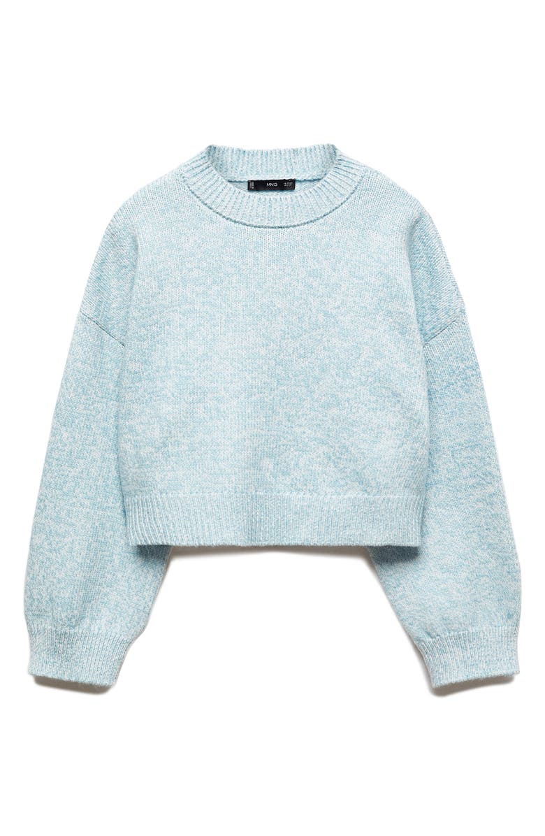 MANGO Drop Shoulder Crop Sweater, Alternate, color, Sky Blue