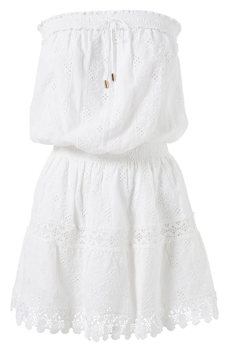 Melissa Odabash Iris Strapless Cover-Up Dress, Alternate, color, 