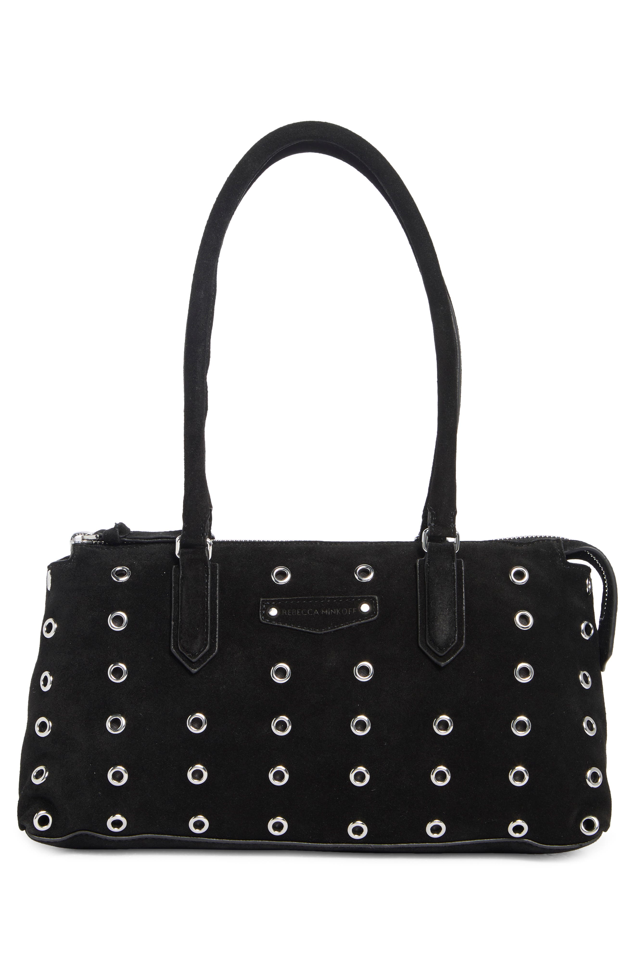 Rebecca Minkoff Industry Suede Shoulder Bag, Alternate, color, Black