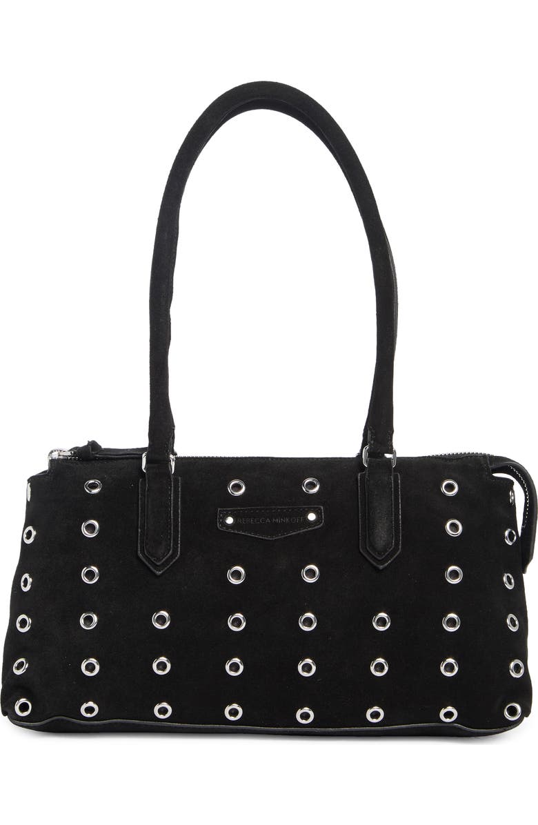Rebecca Minkoff Industry Suede Shoulder Bag, Alternate, color, Black