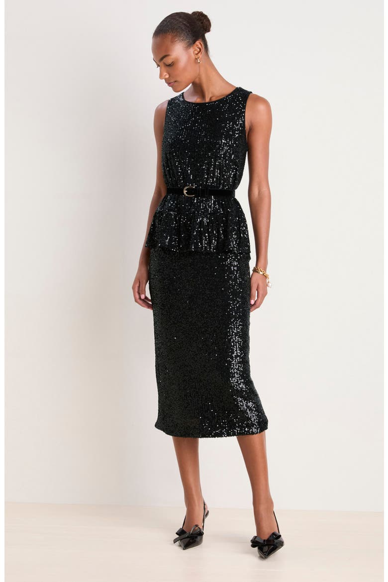 Sequin Peplum Top, Alternate, color, JET BLACK