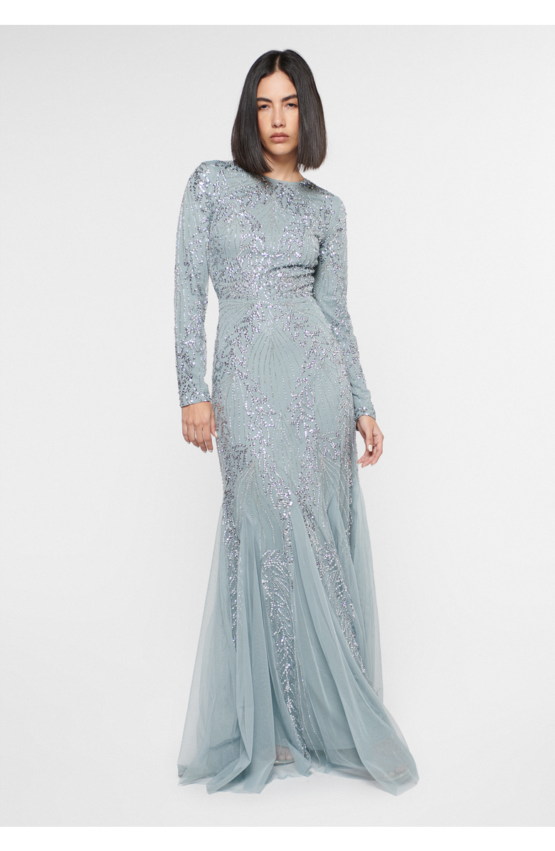 MARYISA Modest Embellished Sequin Beaded Long Sleeves Occasion Maxi Dress, Main, color, 