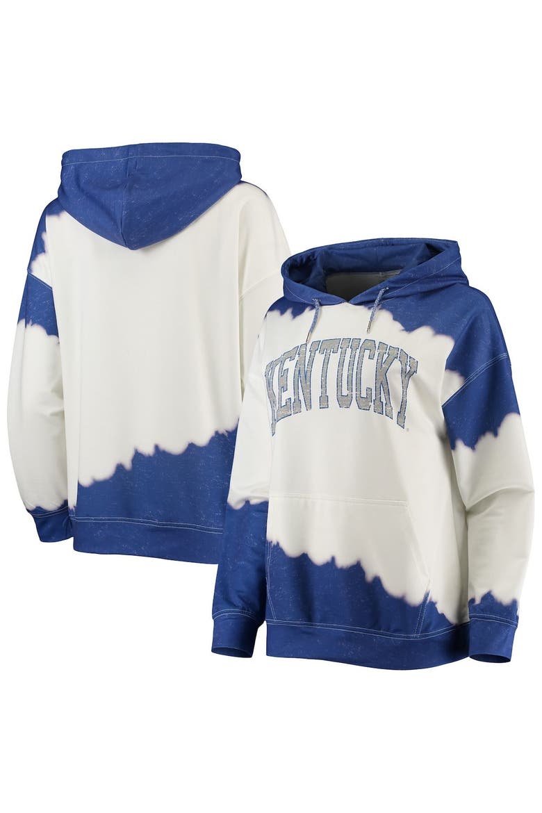 Women's Gameday Couture White/Royal Kentucky Wildcats For the Fun Double Dip-Dyed Pullover Hoodie, Main, color, White