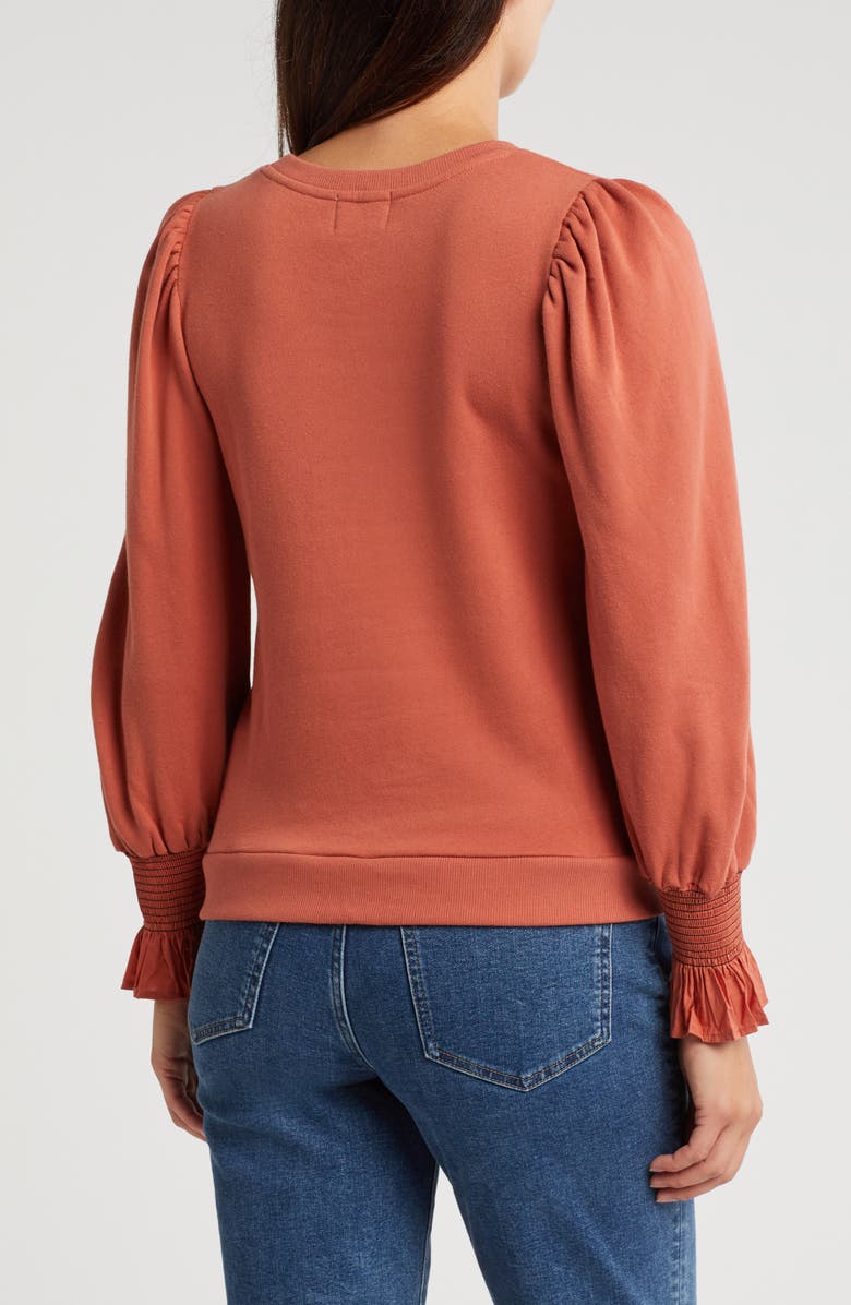 Nation LTD Cecile Smocked Sweatshirt, Alternate, color, Red Clay