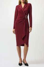 Joseph Ribkoff Buckle Detail Long Sleeve Sheath Dress