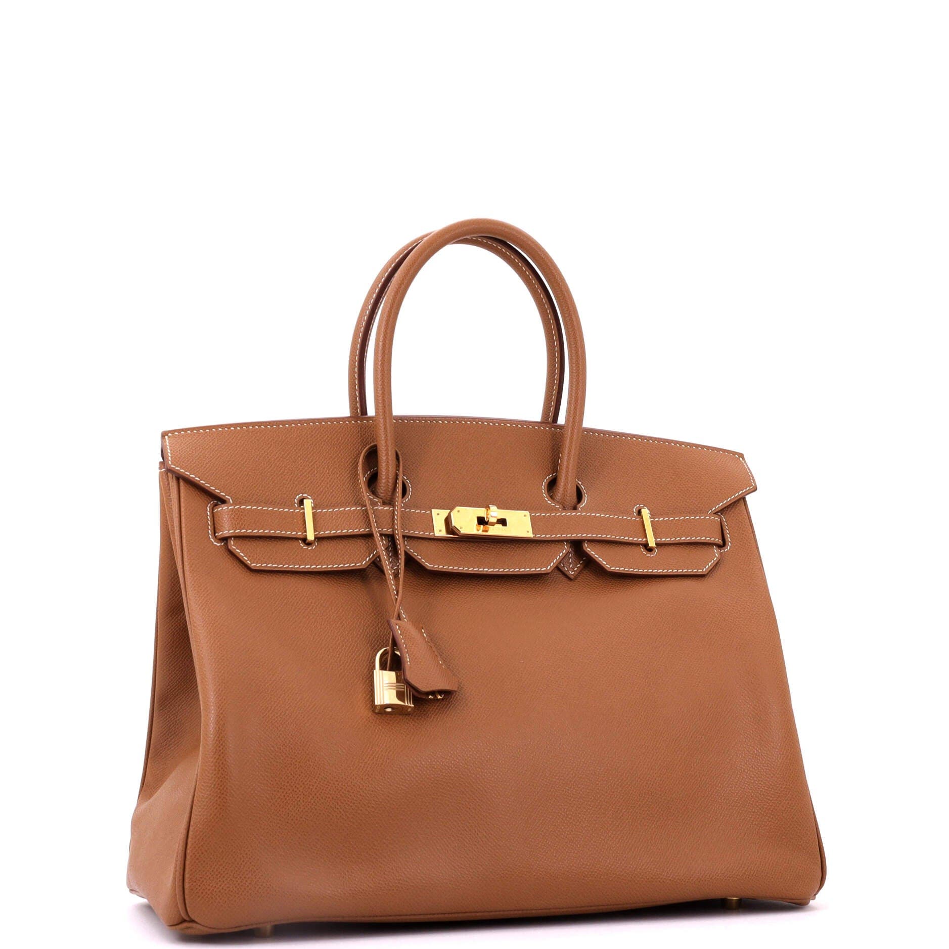 Pre-Owned Hermes Birkin Handbag Brown Veau Grain Lisse with Gold Hardware 35, Alternate, color, Gold