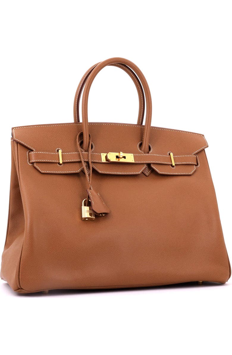 Pre-Owned Hermes Birkin Handbag Brown Veau Grain Lisse with Gold Hardware 35, Alternate, color, Gold