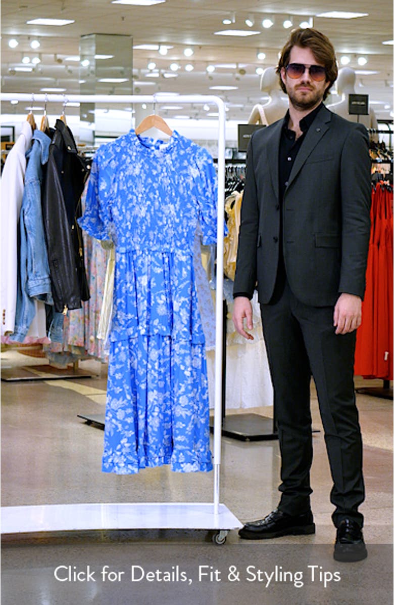 Odella Floral Analisa Smocked Midi Dress, sales video thumbnail