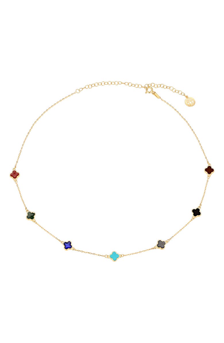 GABI RIELLE Enamel Clover Necklace, Main, color, Gold