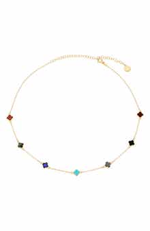 GABI RIELLE Enamel Clover Necklace