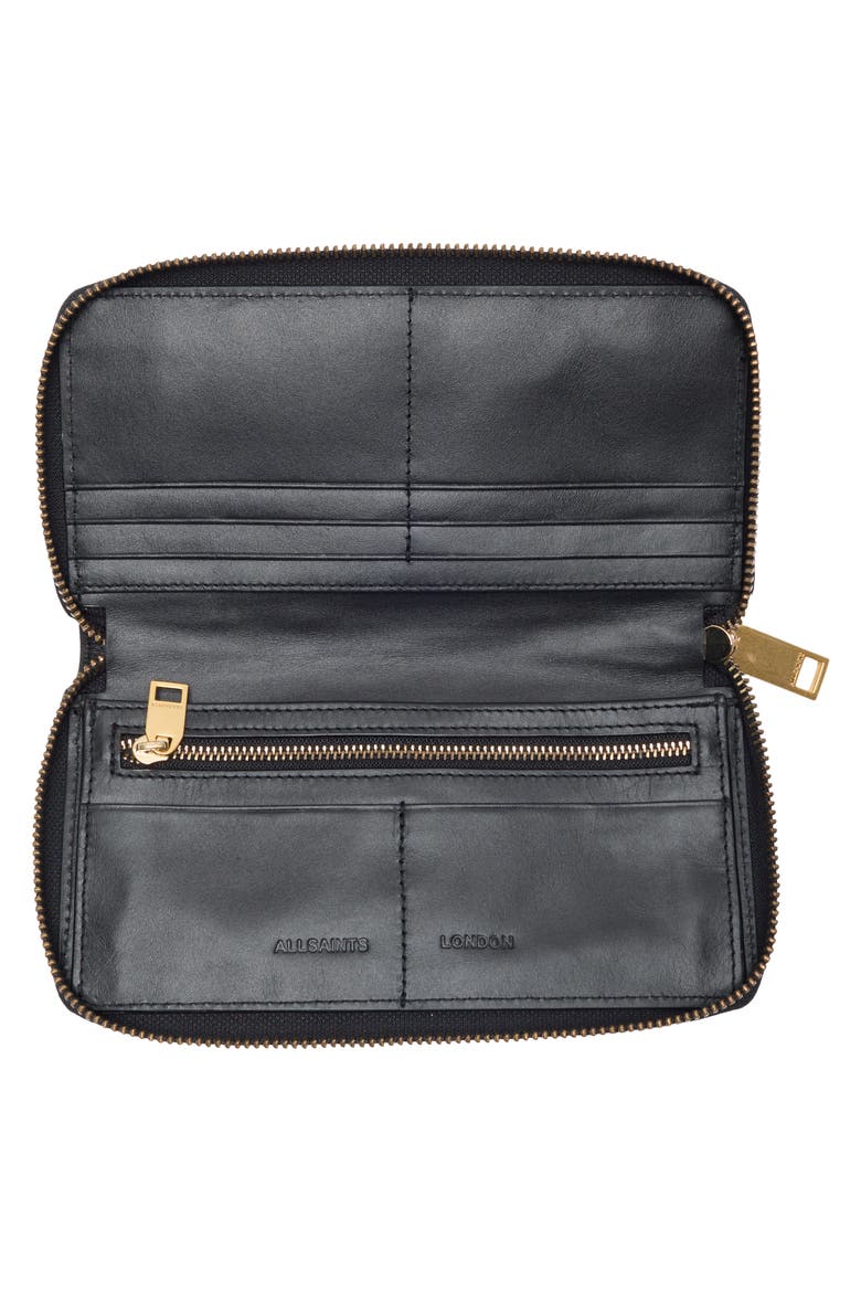 Lena Croc Embossed Continental Wallet, Alternate, color, BLACK