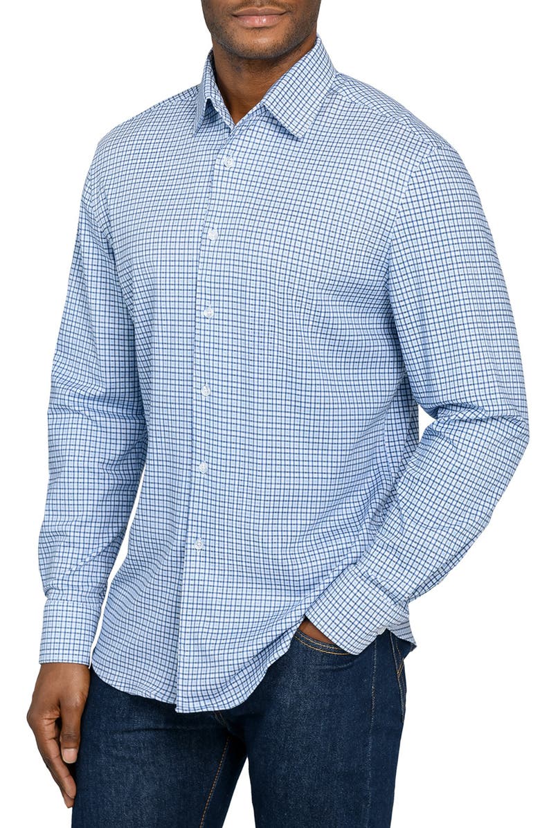 Brooklyn Brigade Plaid Print Knit Long Sleeve Basic, Main, color, White/Blue