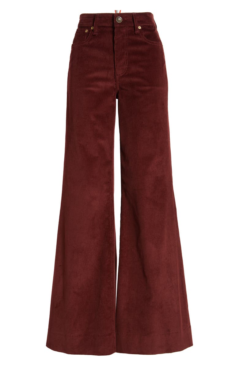 rag & bone Skylar High Waist Corduroy Flare Pants, Alternate, color, Burgundy