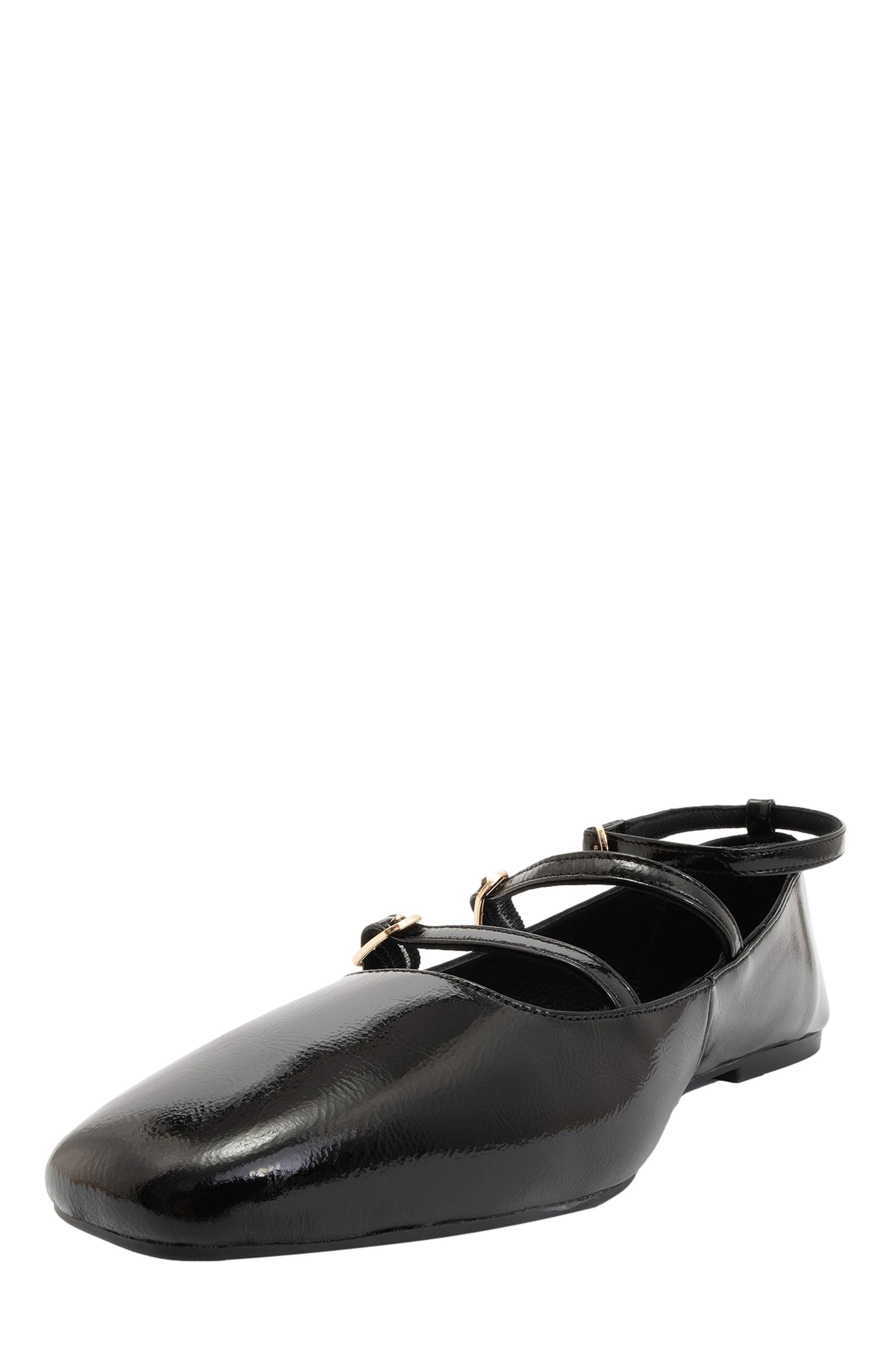 Forever & Always Shoes Serena Leather Mary Jane Flats, Alternate, color, Black Patent Leather