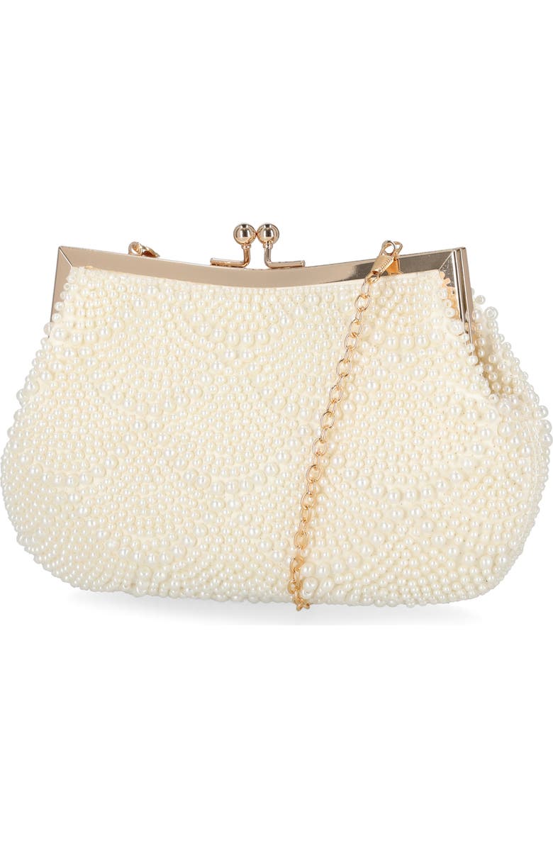 Jessica McClintock Gardenia Faux Pearl Clutch, Main, color, Pearl