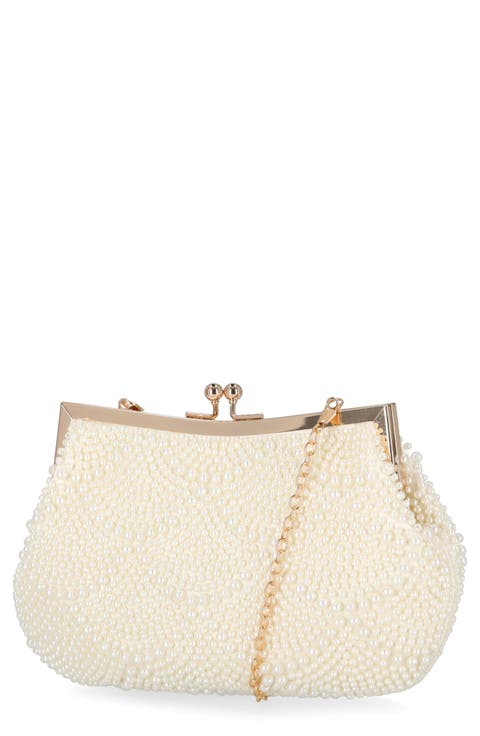 Gardenia Faux Pearl Clutch