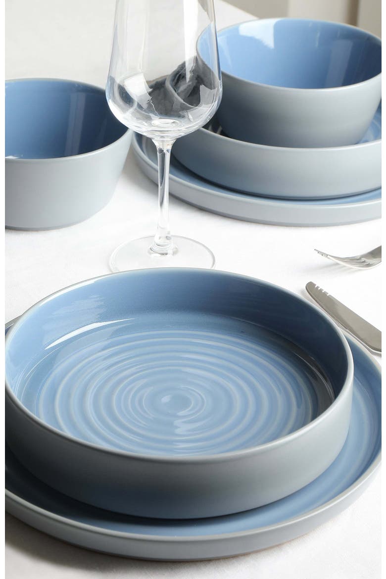 Elica Stoneware 12-Piece Dinnerware Set, Alternate, color, Blue And Grey