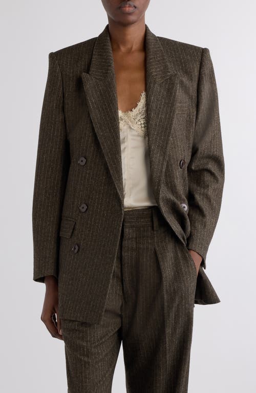 Isabel Marant Jevima Pinstripe Double Breated Wool Blend Blazer In Brown