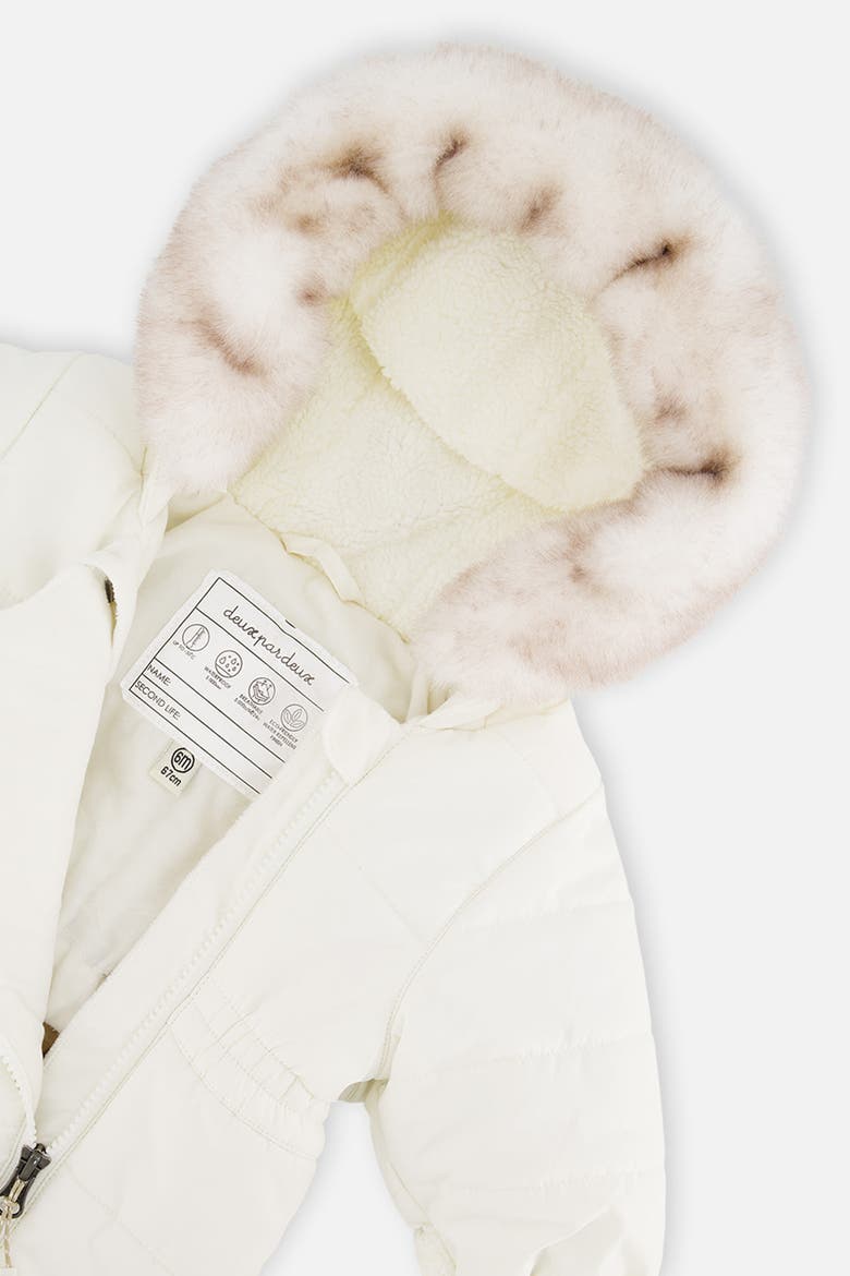 Bear Paw One Piece Fleece Neckwarmer Snowsuit, Alternate, color, Off-White