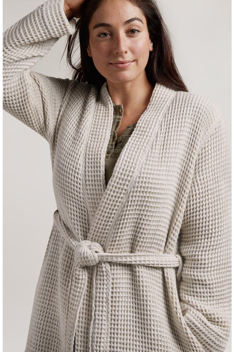 Gender Inclusive Waffle Knit Cotton Robe, Alternate, color, TAN